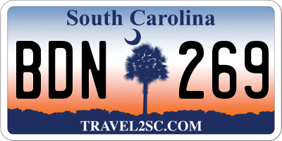 SC license plate BDN269