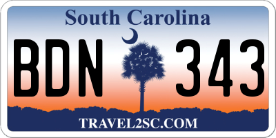 SC license plate BDN343