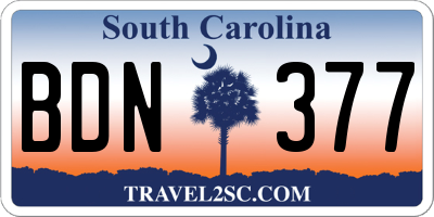SC license plate BDN377