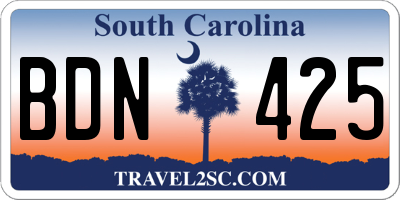 SC license plate BDN425