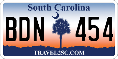 SC license plate BDN454