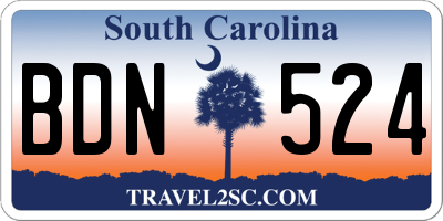 SC license plate BDN524