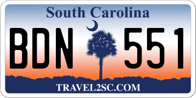SC license plate BDN551