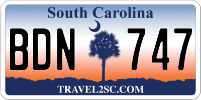 SC license plate BDN747