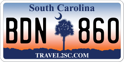 SC license plate BDN860