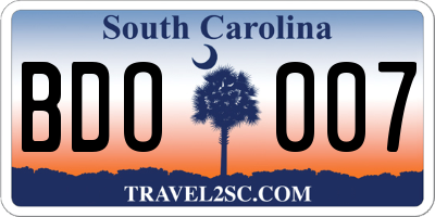 SC license plate BDO007