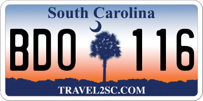 SC license plate BDO116