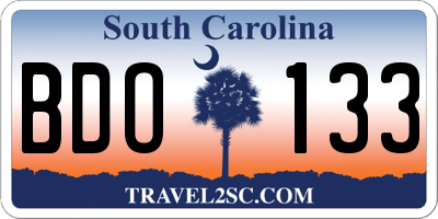 SC license plate BDO133