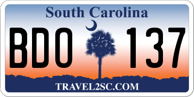 SC license plate BDO137