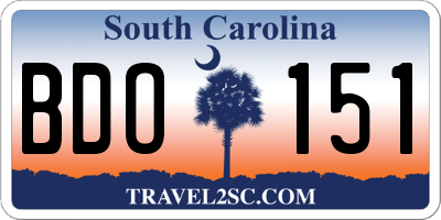 SC license plate BDO151
