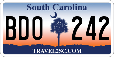 SC license plate BDO242