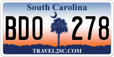 SC license plate BDO278