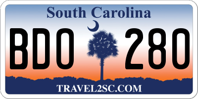 SC license plate BDO280