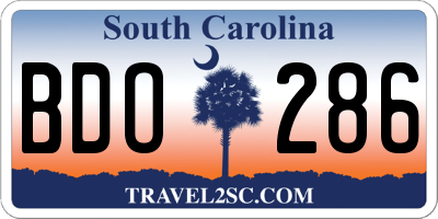 SC license plate BDO286