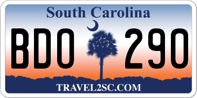 SC license plate BDO290