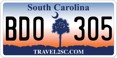 SC license plate BDO305