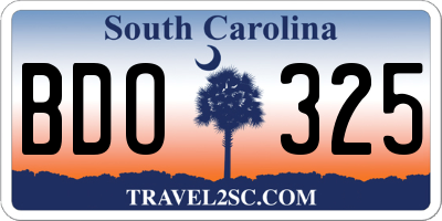 SC license plate BDO325
