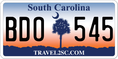 SC license plate BDO545