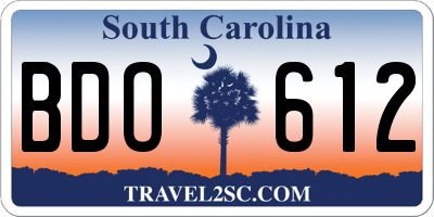 SC license plate BDO612