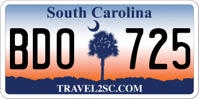 SC license plate BDO725