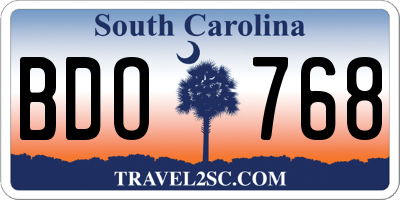 SC license plate BDO768