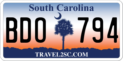 SC license plate BDO794