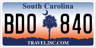 SC license plate BDO840
