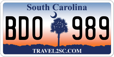 SC license plate BDO989