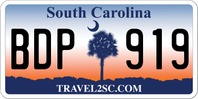 SC license plate BDP919