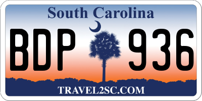 SC license plate BDP936