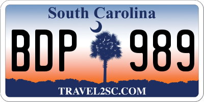 SC license plate BDP989