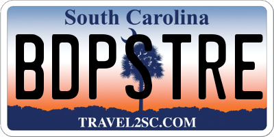 SC license plate BDPSTRE