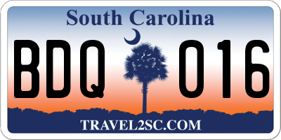 SC license plate BDQ016