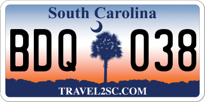 SC license plate BDQ038