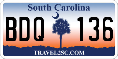 SC license plate BDQ136