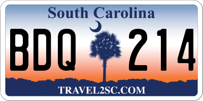 SC license plate BDQ214