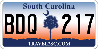 SC license plate BDQ217