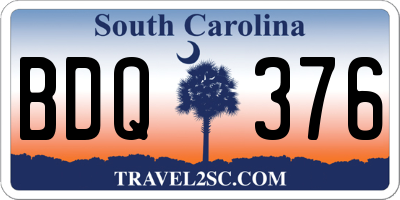 SC license plate BDQ376