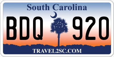 SC license plate BDQ920