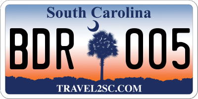 SC license plate BDR005