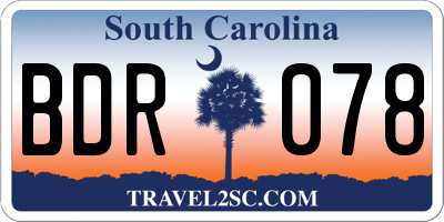 SC license plate BDR078