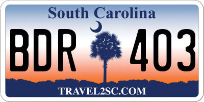 SC license plate BDR403