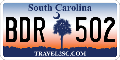 SC license plate BDR502