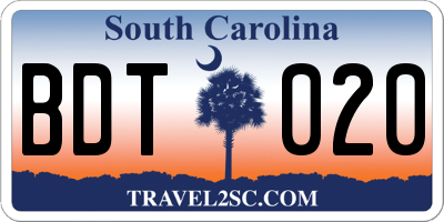 SC license plate BDT020