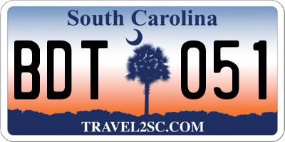 SC license plate BDT051