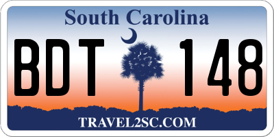 SC license plate BDT148