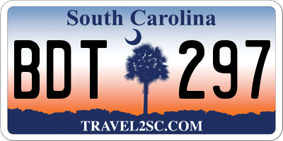 SC license plate BDT297