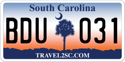 SC license plate BDU031