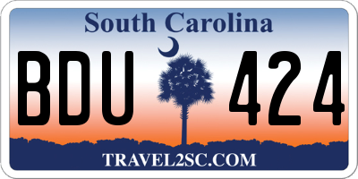 SC license plate BDU424