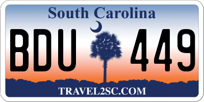 SC license plate BDU449